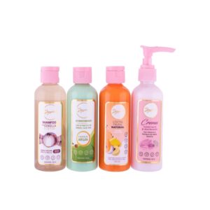 KIT VIAJERO 100 ml cada uno $ 60.000 Viene shampoo de cebolla acondicionador, coctel de frutas, crema humectante 100ml cada uno